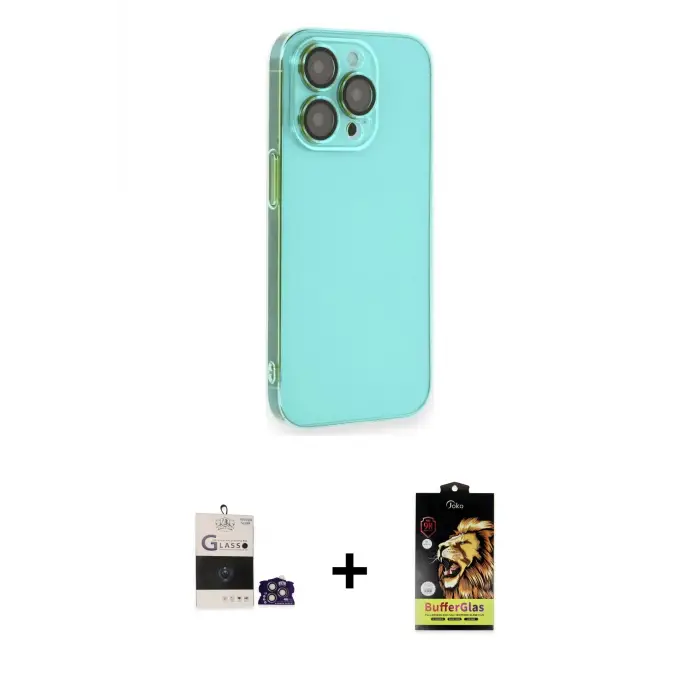 ieg™ iPhone 14 Pro Max Kılıf Siluet Minimal Özel Seri - Siyah Buffer Cam Ekran Koruyucu + Bilvis Titan Kamera Lens - GS