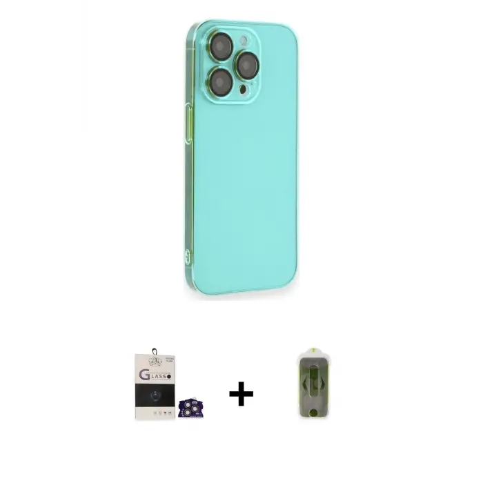 ieg™ iPhone 14 Pro Max Kılıf Siluet Minimal Özel Seri - Siyah Joko Magic 5D Hayalet Cam + Bilvis Titan Kamera Lens - GS