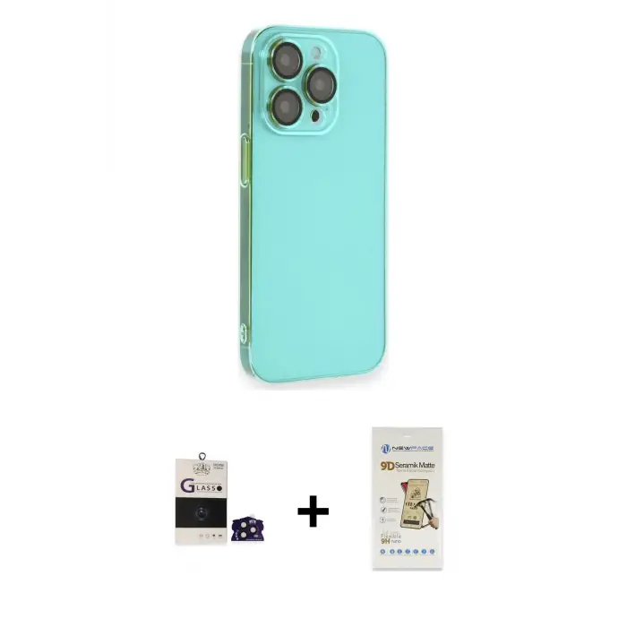 ieg™ iPhone 14 Pro Max Kılıf Siluet Minimal Özel Seri - Siyah Mat Seramik Nano Ekran Koruyucu + Bilvis Titan Kamera Lens - DNMR