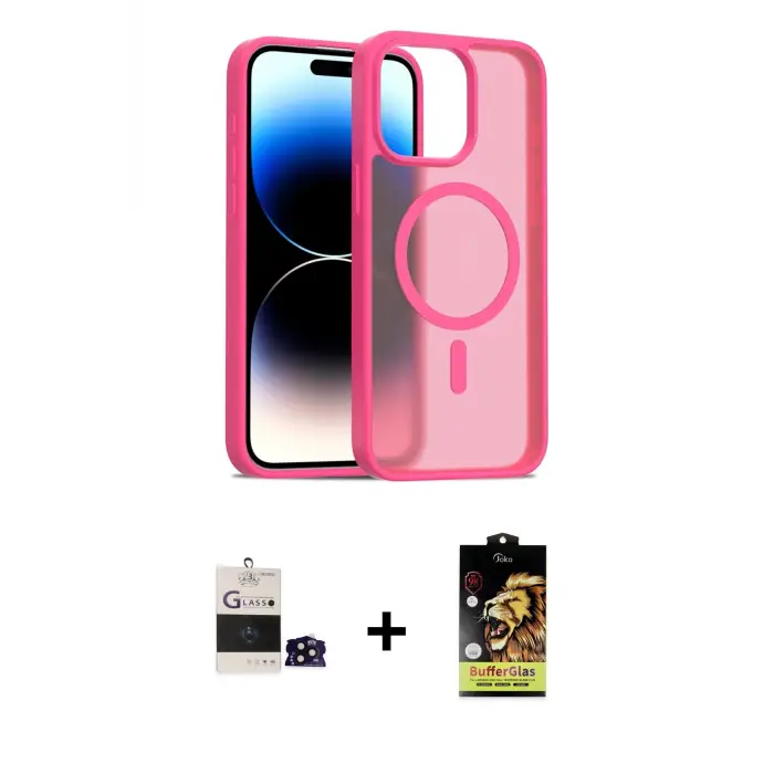 ieg™ iPhone 14 Pro Max Kılıf Siluet Minimal Prime - Siyah Buffer Cam Ekran Koruyucu + Bilvis Titan Kamera Lens - SH