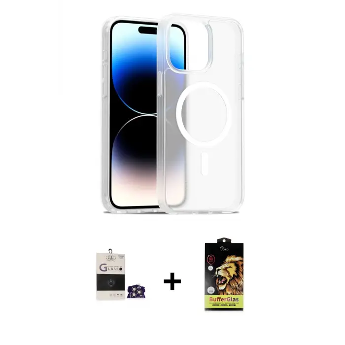 ieg™ iPhone 14 Pro Max Kılıf Siluet Minimal Prime - Siyah Buffer Cam Ekran Koruyucu + Bilvis Titan Kamera Lens - GS