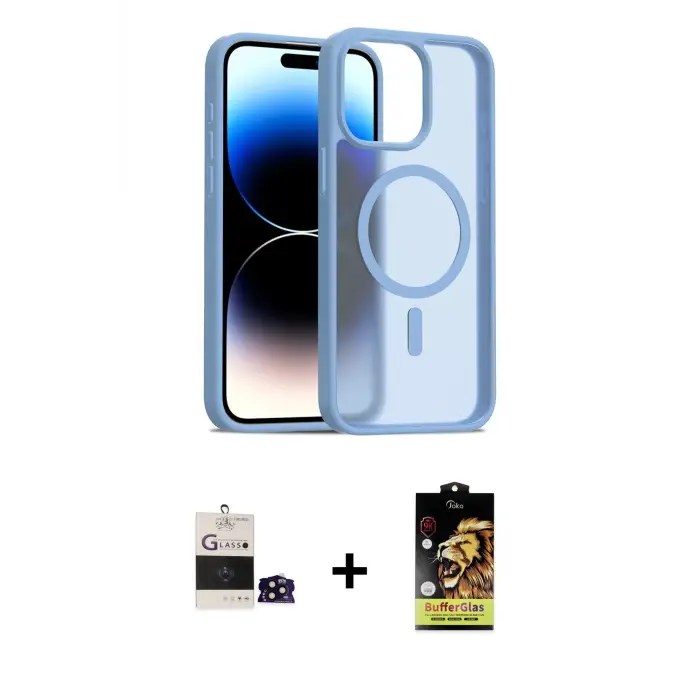 ieg™ iPhone 14 Pro Max Kılıf Siluet Minimal Prime - Siyah Buffer Cam Ekran Koruyucu + Bilvis Titan Kamera Lens - SH