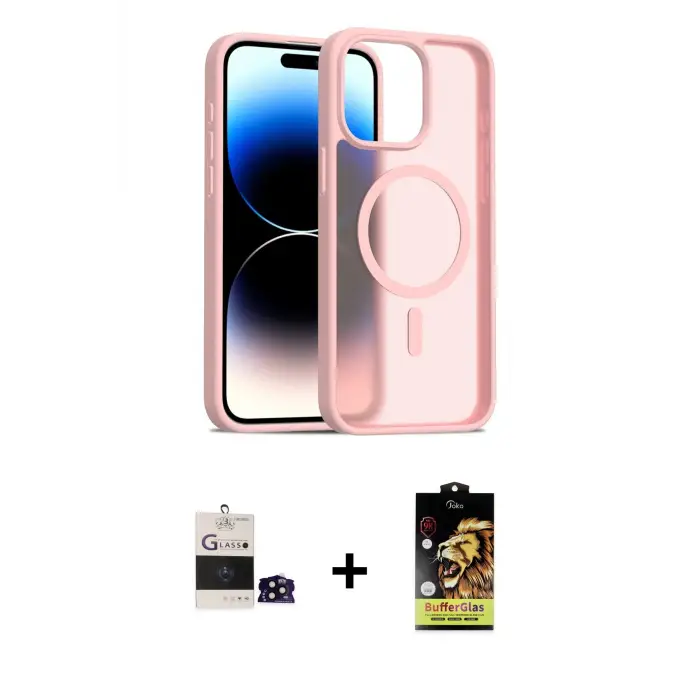 ieg™ iPhone 14 Pro Max Kılıf Siluet Minimal Prime - Siyah Buffer Cam Ekran Koruyucu + Bilvis Titan Kamera Lens - SH