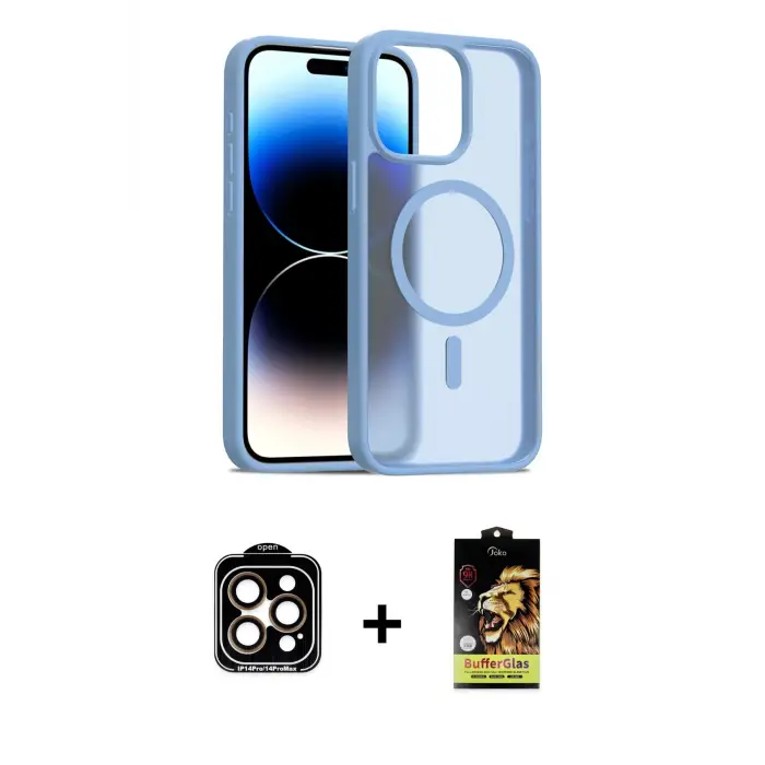 ieg™ iPhone 14 Pro Max Kılıf Siluet Minimal Prime - Siyah Buffer Cam Ekran Koruyucu + PVD Metal Kamera Lens - TU