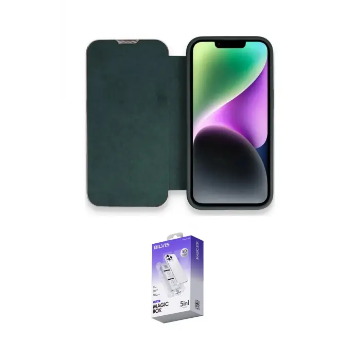 ieg™ iPhone 14 Pro Max Kılıf Siluet Minimal Serisi - Siyah Bilvis 5in1 3D Magic Cam Ekran Koruyucu
