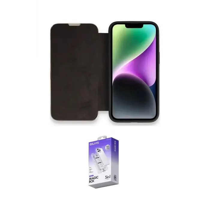 ieg™ iPhone 14 Pro Max Kılıf Siluet Minimal Serisi - Siyah Bilvis 5in1 3D Magic Cam Ekran Koruyucu