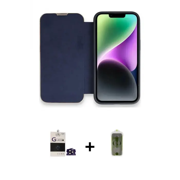 ieg™ iPhone 14 Pro Max Kılıf Siluet Minimal Serisi - Siyah Joko Magic 5D Hayalet Cam + Bilvis Titan Kamera Lens - DNMR