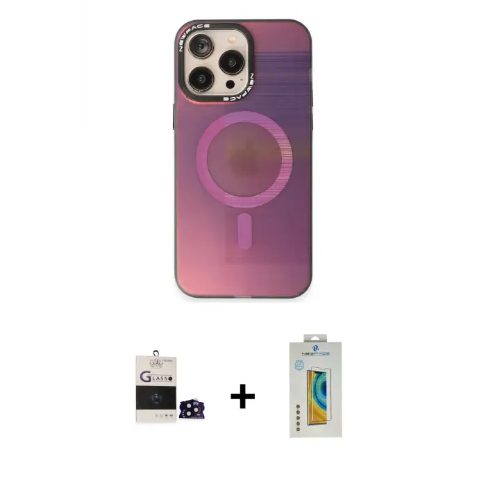 ieg™ iPhone 14 Pro Max Kılıf Siluet Modern Koleksiyonu - Siyah Polymer Nano Ekran Koruyucu + Bilvis Titan Kamera Lens - SH