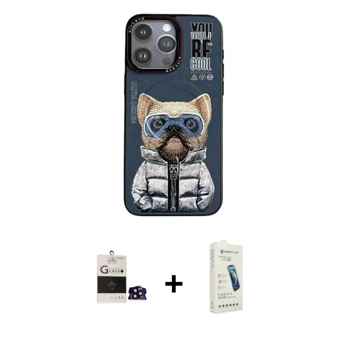 ieg™ iPhone 14 Pro Max Kılıf Siluet Modern Özel Seri - Şeffaf Pasifik Cam Ekran Koruyucu + Bilvis Titan Kamera Lens - SH