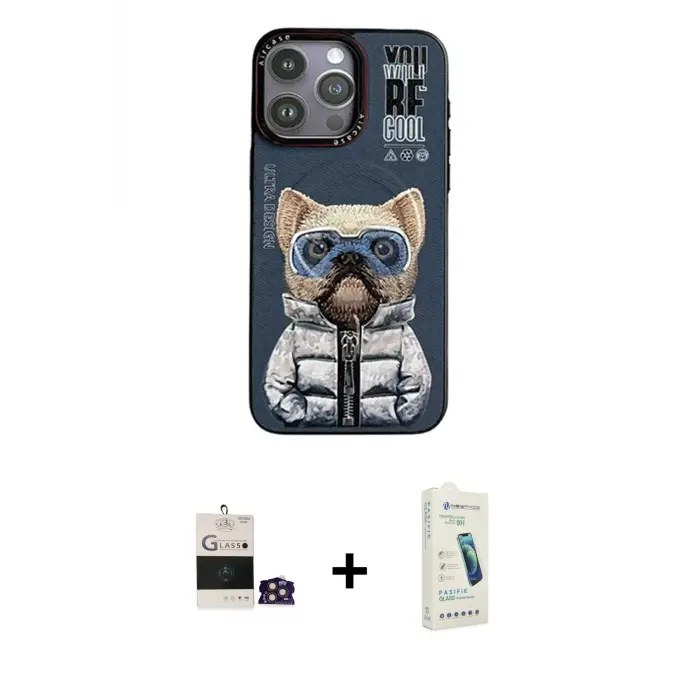 ieg™ iPhone 14 Pro Max Kılıf Siluet Modern Özel Seri - Şeffaf Pasifik Cam Ekran Koruyucu + Bilvis Titan Kamera Lens - GD