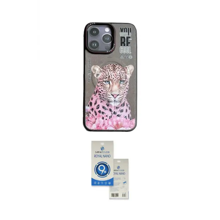 ieg™ iPhone 14 Pro Max Kılıf Siluet Modern Özel Seri - Şeffaf Royal Nano Ekran Koruyucu