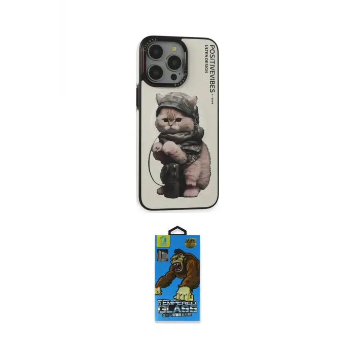 ieg™ iPhone 14 Pro Max Kılıf Siluet Modern Özel Seri - Siyah 18D Cam Ekran Koruyucu