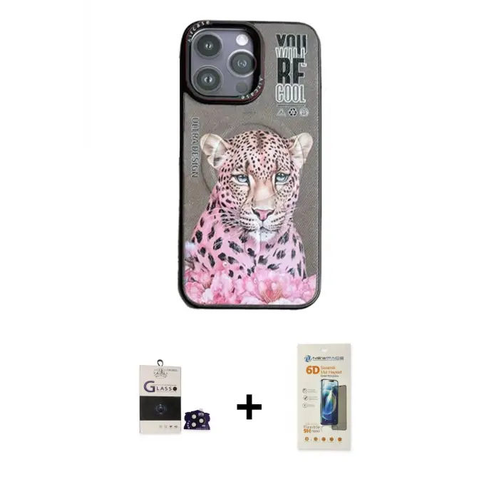 ieg™ iPhone 14 Pro Max Kılıf Siluet Modern Özel Seri - Siyah 6D Mat Seramik Hayalet Nano Ekran Koruyucu + Bilvis Titan Kamera Lens - SH