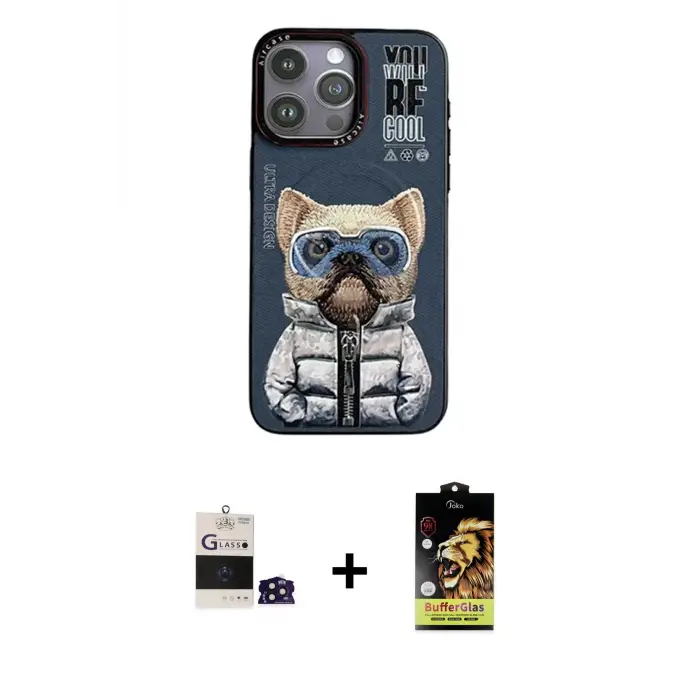 ieg™ iPhone 14 Pro Max Kılıf Siluet Modern Özel Seri - Siyah Buffer Cam Ekran Koruyucu + Bilvis Titan Kamera Lens - DNMR