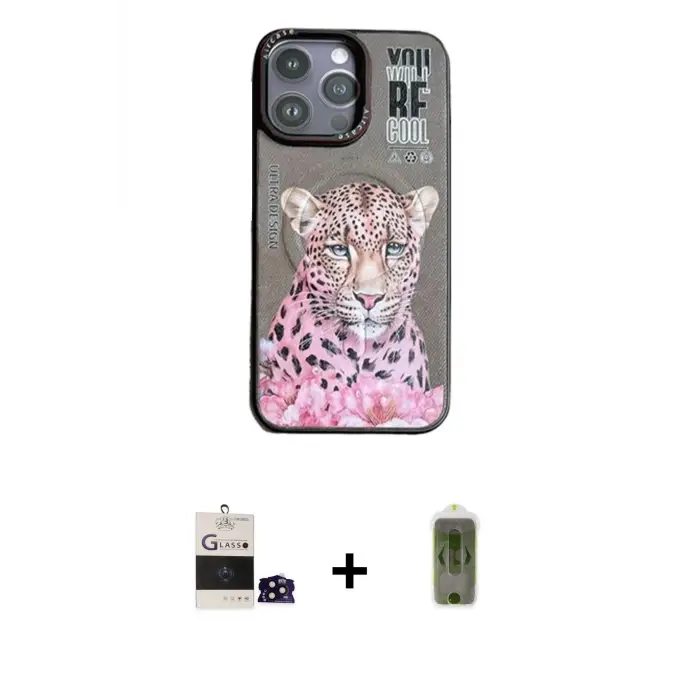 ieg™ iPhone 14 Pro Max Kılıf Siluet Modern Özel Seri - Siyah Joko Magic 5D Hayalet Cam + Bilvis Titan Kamera Lens - SH