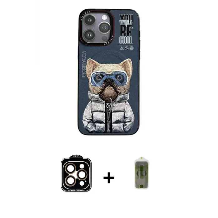 ieg™ iPhone 14 Pro Max Kılıf Siluet Modern Özel Seri - Siyah Joko Magic 5D Hayalet Cam + PVD Metal Kamera Lens - TU
