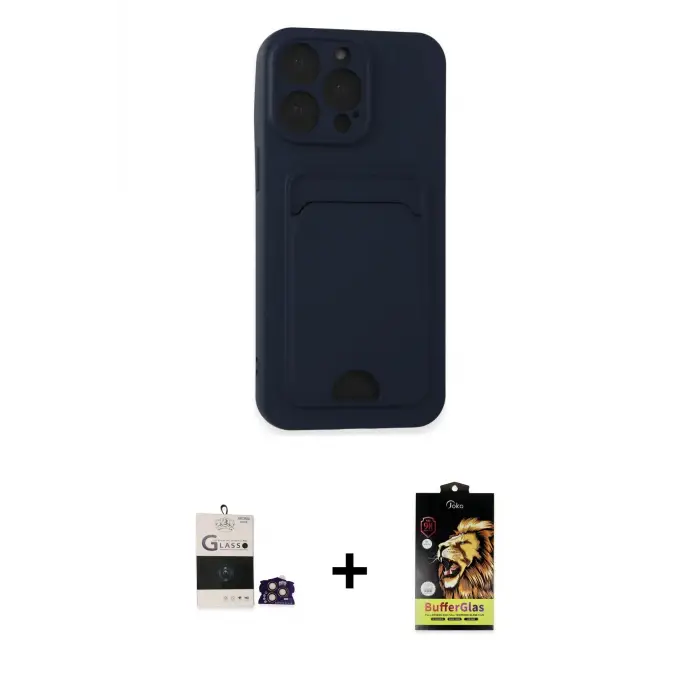 ieg™ iPhone 14 Pro Max Kılıf Vadi Çizgi Prime - Siyah Buffer Cam Ekran Koruyucu + Bilvis Titan Kamera Lens - GD