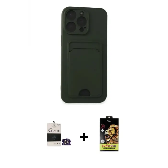 ieg™ iPhone 14 Pro Max Kılıf Vadi Çizgi Prime - Siyah Buffer Cam Ekran Koruyucu + Bilvis Titan Kamera Lens - GD
