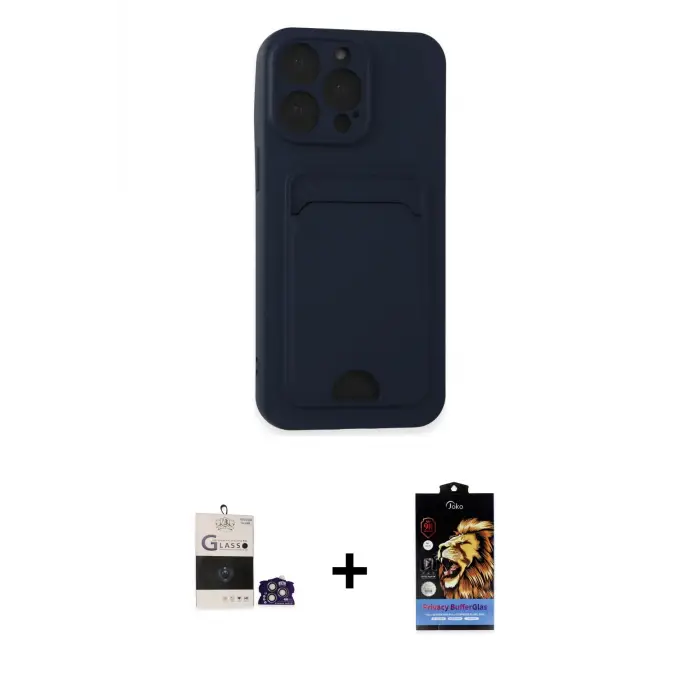 ieg™ iPhone 14 Pro Max Kılıf Vadi Çizgi Prime - Siyah Buffer Hayalet Cam Ekran Koruyucu + Bilvis Titan Kamera Lens - GS