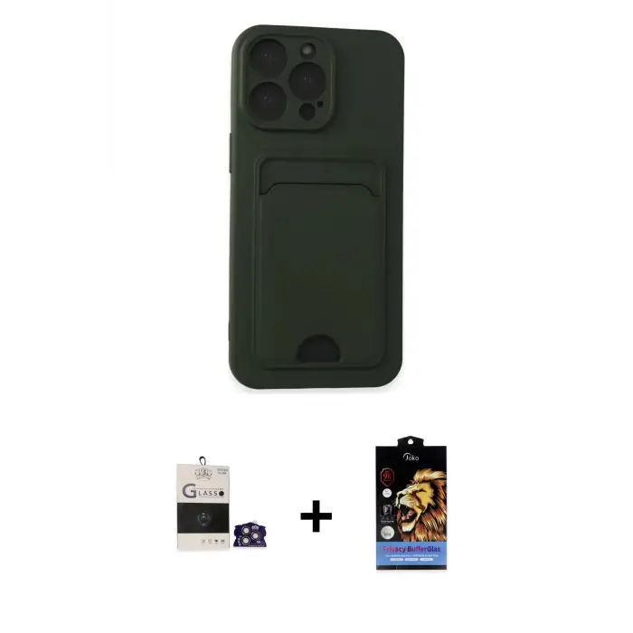 ieg™ iPhone 14 Pro Max Kılıf Vadi Çizgi Prime - Siyah Buffer Hayalet Cam Ekran Koruyucu + Bilvis Titan Kamera Lens - GS