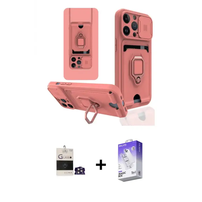 ieg™ iPhone 14 Pro Max Kılıf Vadi Form Prime - Siyah Bilvis 5in1 3D Magic Cam Ekran Koruyucu + Bilvis Titan Kamera Lens - GS