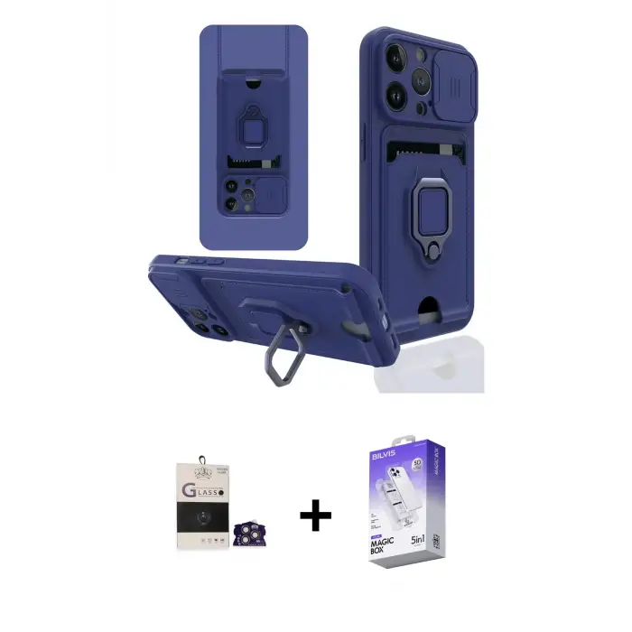 ieg™ iPhone 14 Pro Max Kılıf Vadi Form Prime - Siyah Bilvis 5in1 3D Magic Cam Ekran Koruyucu + Bilvis Titan Kamera Lens - GS