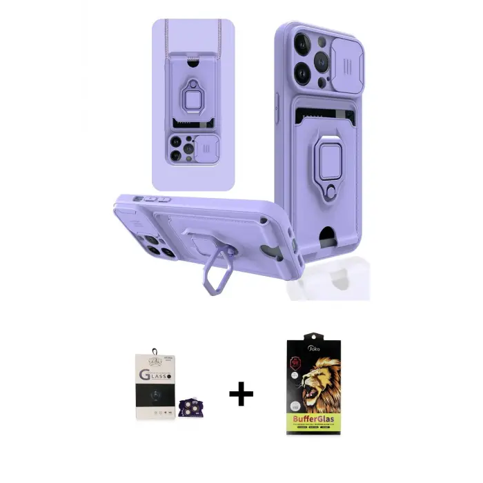 ieg™ iPhone 14 Pro Max Kılıf Vadi Form Prime - Siyah Buffer Cam Ekran Koruyucu + Bilvis Titan Kamera Lens - GD