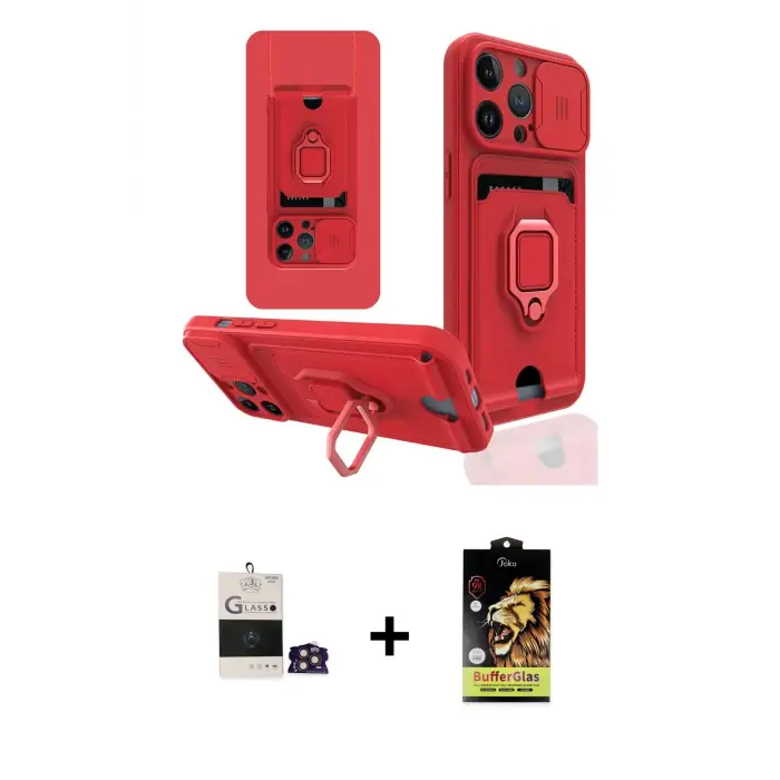 ieg™ iPhone 14 Pro Max Kılıf Vadi Form Prime - Siyah Buffer Cam Ekran Koruyucu + Bilvis Titan Kamera Lens - GD