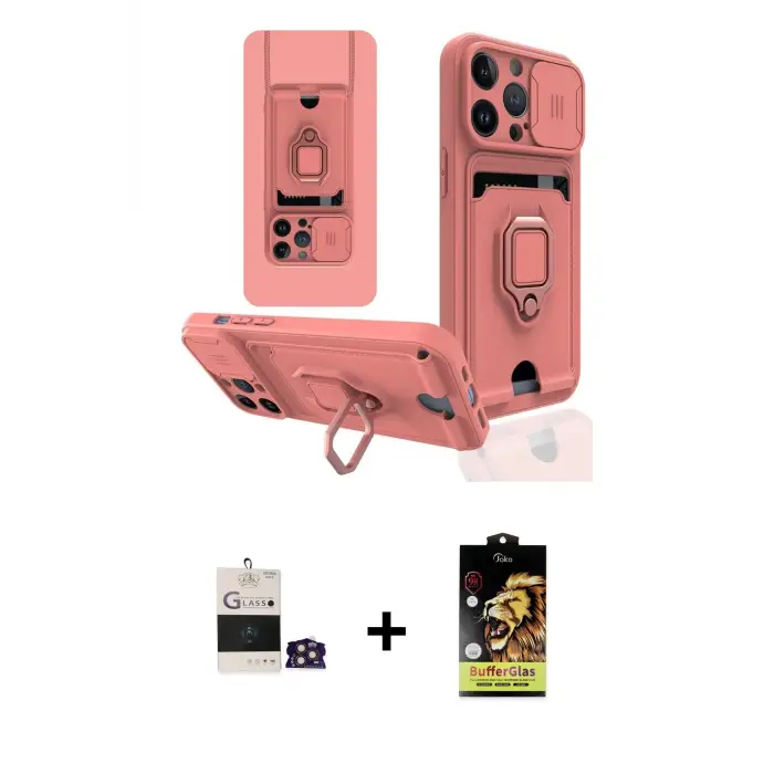ieg™ iPhone 14 Pro Max Kılıf Vadi Form Prime - Siyah Buffer Cam Ekran Koruyucu + Bilvis Titan Kamera Lens - GD