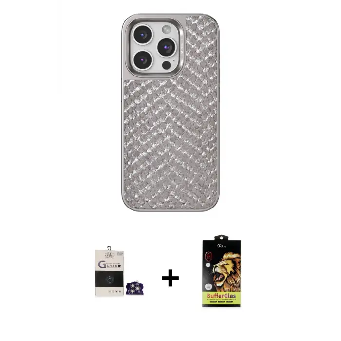 ieg™ iPhone 14 Pro Max Kılıf Vadi Özel Seri - Siyah Buffer Cam Ekran Koruyucu + Bilvis Titan Kamera Lens - GS