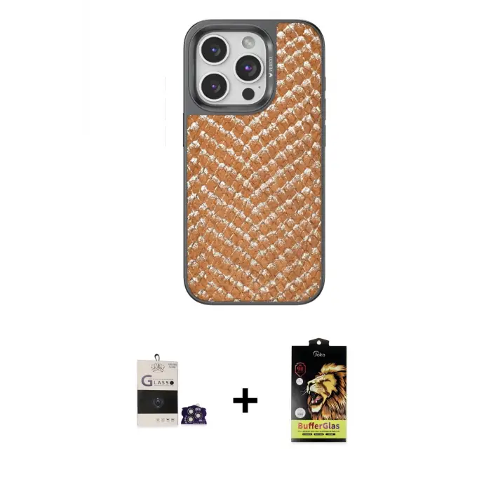 ieg™ iPhone 14 Pro Max Kılıf Vadi Özel Seri - Siyah Buffer Cam Ekran Koruyucu + Bilvis Titan Kamera Lens - GS