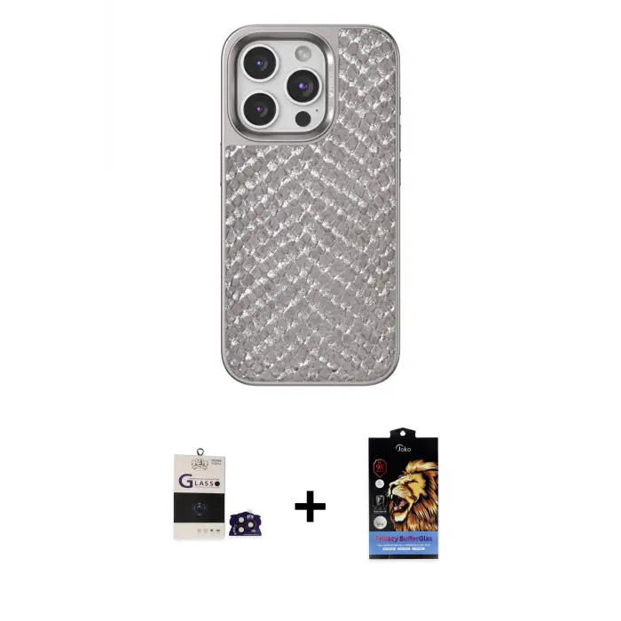 ieg™ iPhone 14 Pro Max Kılıf Vadi Özel Seri - Siyah Buffer Hayalet Cam Ekran Koruyucu + Bilvis Titan Kamera Lens - DNMR