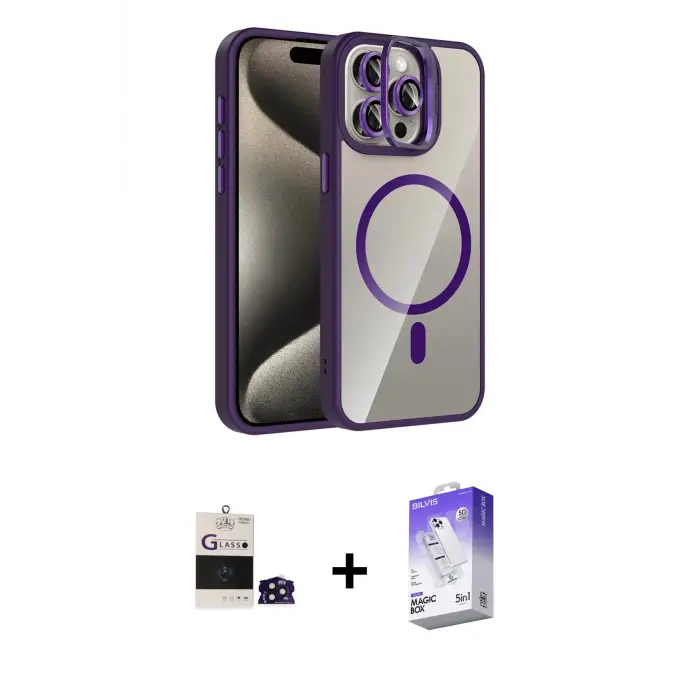 ieg™ iPhone 14 Pro Max Kılıf Yadigar Asil Koleksiyonu - Siyah Bilvis 5in1 3D Magic Cam Ekran Koruyucu + Bilvis Titan Kamera Lens - DNMR