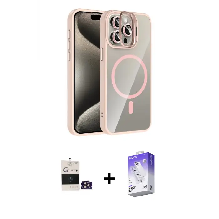 ieg™ iPhone 14 Pro Max Kılıf Yadigar Asil Koleksiyonu - Siyah Bilvis 5in1 3D Magic Cam Ekran Koruyucu + Bilvis Titan Kamera Lens - GD
