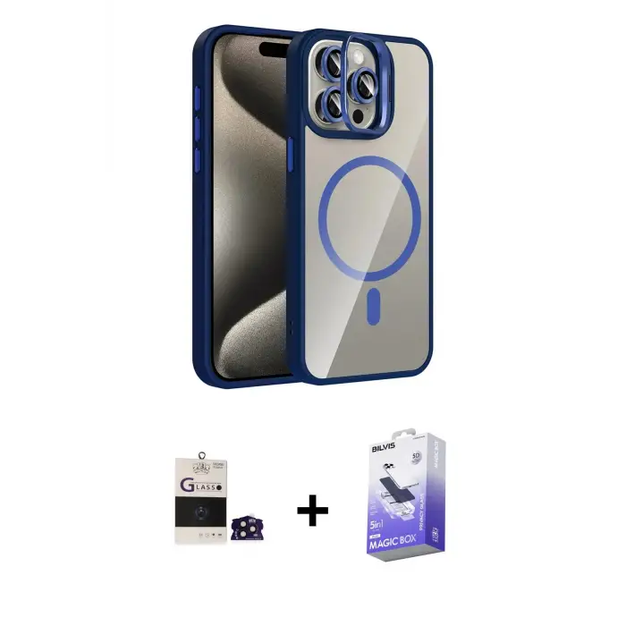 ieg™ iPhone 14 Pro Max Kılıf Yadigar Asil Koleksiyonu - Siyah Bilvis 5in1 5D Magic Hayalet Cam Ekran Koruyucu + Bilvis Titan Kamera Lens - DNMR