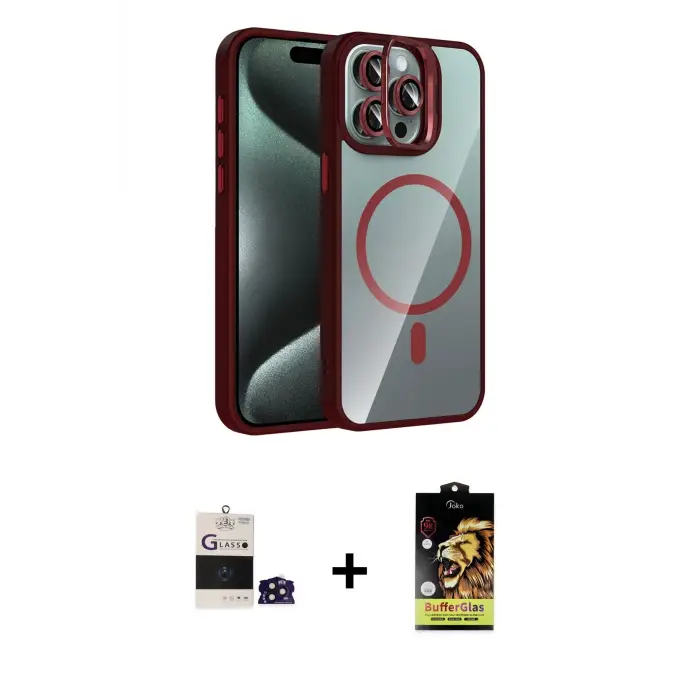 ieg™ iPhone 14 Pro Max Kılıf Yadigar Asil Koleksiyonu - Siyah Buffer Cam Ekran Koruyucu + Bilvis Titan Kamera Lens - DNMR