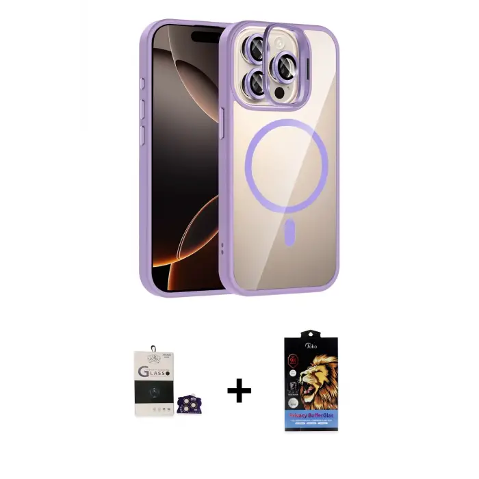 ieg™ iPhone 14 Pro Max Kılıf Yadigar Asil Koleksiyonu - Siyah Buffer Hayalet Cam Ekran Koruyucu + Bilvis Titan Kamera Lens - GD