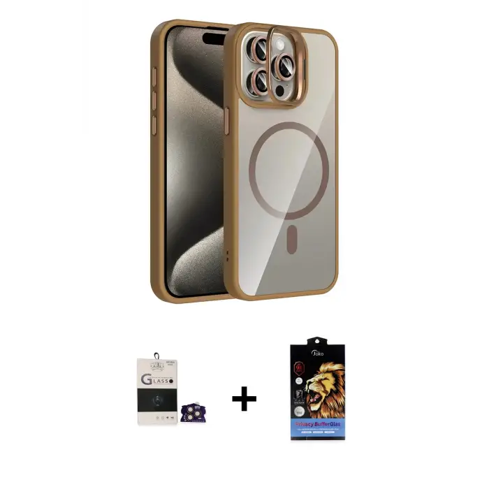 ieg™ iPhone 14 Pro Max Kılıf Yadigar Asil Koleksiyonu - Siyah Buffer Hayalet Cam Ekran Koruyucu + Bilvis Titan Kamera Lens - GD