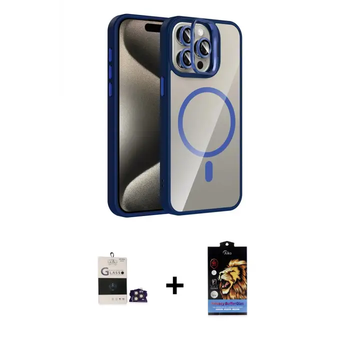 ieg™ iPhone 14 Pro Max Kılıf Yadigar Asil Koleksiyonu - Siyah Buffer Hayalet Cam Ekran Koruyucu + Bilvis Titan Kamera Lens - GD