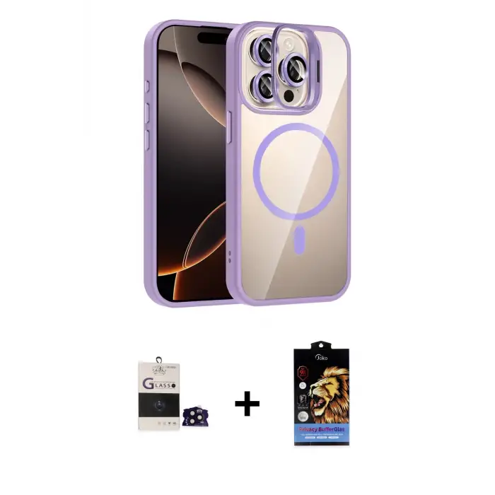ieg™ iPhone 14 Pro Max Kılıf Yadigar Asil Koleksiyonu - Siyah Buffer Hayalet Cam Ekran Koruyucu + Bilvis Titan Kamera Lens - SH