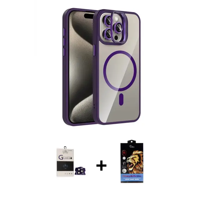 ieg™ iPhone 14 Pro Max Kılıf Yadigar Asil Koleksiyonu - Siyah Buffer Hayalet Cam Ekran Koruyucu + Bilvis Titan Kamera Lens - SH