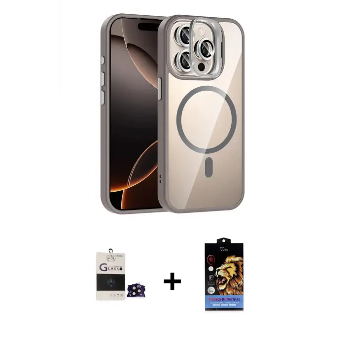 ieg™ iPhone 14 Pro Max Kılıf Yadigar Asil Koleksiyonu - Siyah Buffer Hayalet Cam Ekran Koruyucu + Bilvis Titan Kamera Lens - SH