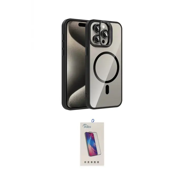 ieg™ iPhone 14 Pro Max Kılıf Yadigar Asil Koleksiyonu - Siyah Joko 5D Cam