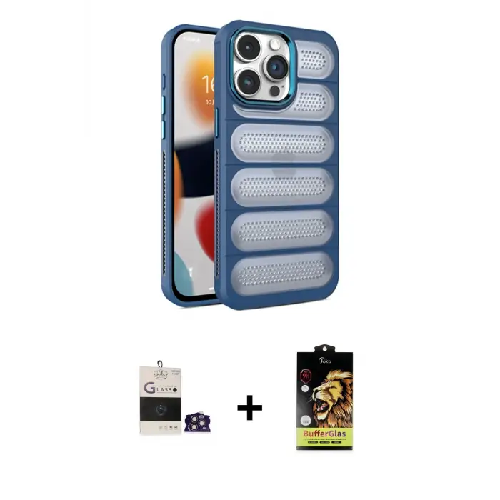 ieg™ iPhone 14 Pro Max Kılıf Yadigar Doku Özel Seri - Siyah Buffer Cam Ekran Koruyucu + Bilvis Titan Kamera Lens - GS