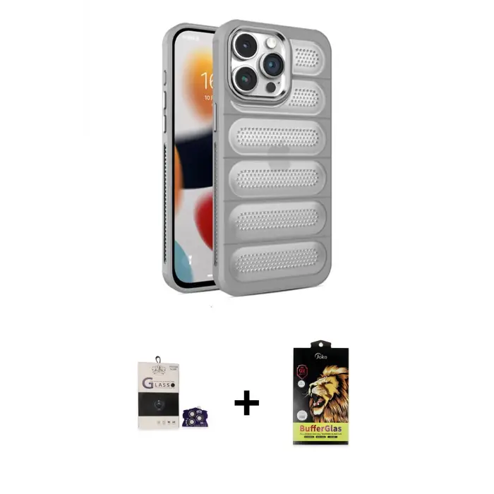 ieg™ iPhone 14 Pro Max Kılıf Yadigar Doku Özel Seri - Siyah Buffer Cam Ekran Koruyucu + Bilvis Titan Kamera Lens - GS