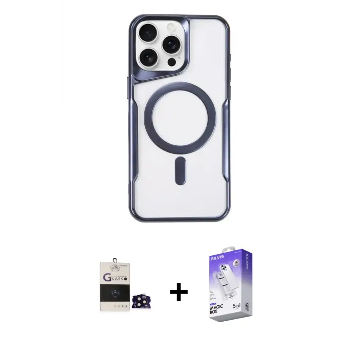ieg™ iPhone 14 Pro Max Kılıf Yadigar Klasik Özel Seri - Siyah Bilvis 5in1 3D Magic Cam Ekran Koruyucu + Bilvis Titan Kamera Lens - SH