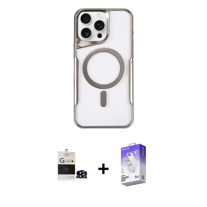 ieg™ iPhone 14 Pro Max Kılıf Yadigar Klasik Özel Seri - Siyah Bilvis 5in1 3D Magic Cam Ekran Koruyucu + Bilvis Titan Kamera Lens - SH