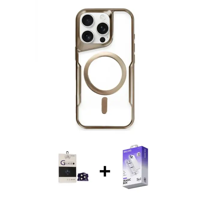 ieg™ iPhone 14 Pro Max Kılıf Yadigar Klasik Özel Seri - Siyah Bilvis 5in1 3D Magic Cam Ekran Koruyucu + Bilvis Titan Kamera Lens - SH