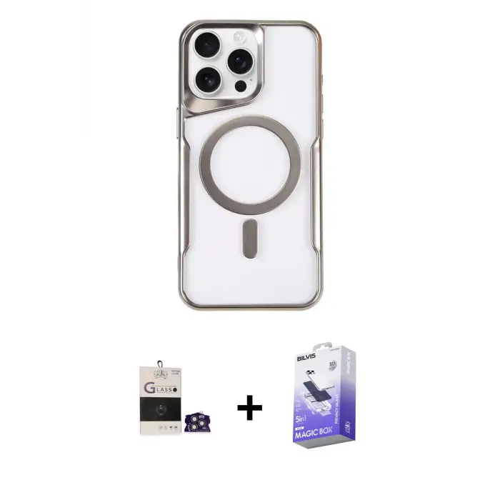 ieg™ iPhone 14 Pro Max Kılıf Yadigar Klasik Özel Seri - Siyah Bilvis 5in1 5D Magic Hayalet Cam Ekran Koruyucu + Bilvis Titan Kamera Lens - GS