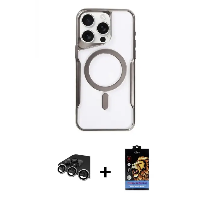 ieg™ iPhone 14 Pro Max Kılıf Yadigar Klasik Özel Seri - Siyah Buffer Hayalet Cam Ekran Koruyucu + Raze Metal Kamera Lens - GS